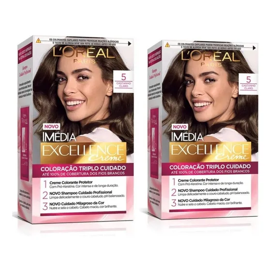 Tinta De Cabelo Castanho Claro Imédia Excellence 2 Unids