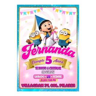 10 Invitaciones Minions Agnes Villano Favorito 10 Invitaciones Minions Agnes Villano Favorito