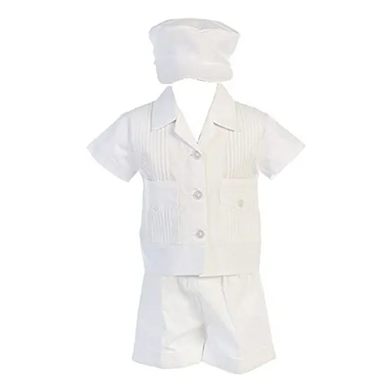 Conjunto Bautizo Niño: Guayabera Corta Y Elegante