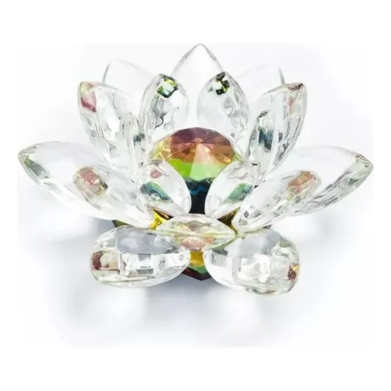 Flor Cristal 9 Cm Porta Vela De Loto Vidrio   