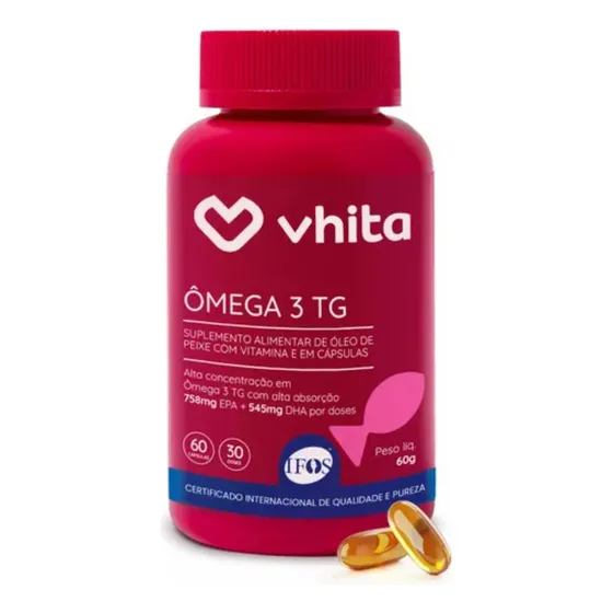 Ômega 3 1000mg Tg E Rico Em Epa E Dha 60 Cápsulas Vhita Sem Sabor