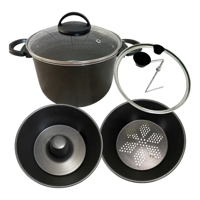 Kit Banho Maria Pudim Cuscuzeira Pipoqueira 4x1 Caldeirão