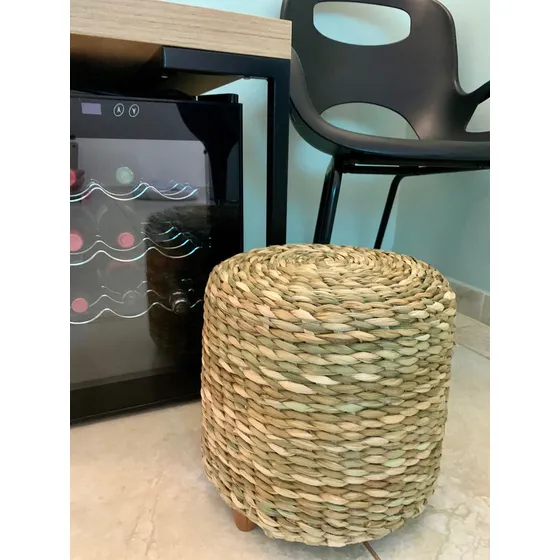 Puff Redondo Em Fibra Natural Taboa