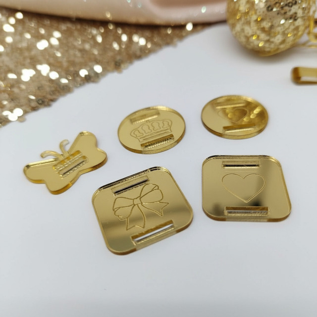 Aplique Tag Finalizador Laços Encadernação 50 Pçs Espelhado