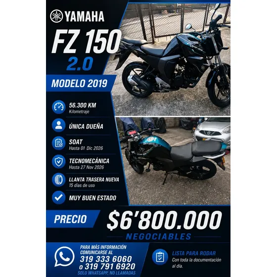 Yamaha Fz 150 Versión 2.0 Modelo 2019