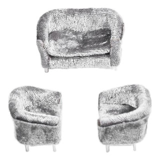3x Mini Juguetes De Sofá Muebles De Muñeca Bjd 1/25 Gris 3x Mini Juguetes De Sofá Muebles De Muñeca Bjd 1/25 Gris