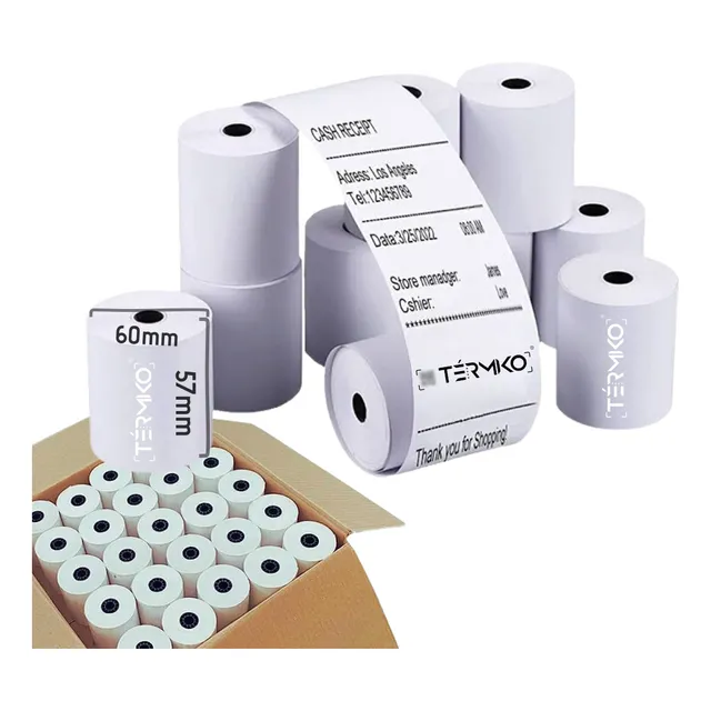 50 Rollos Termicos 57x60 Impresora 58mm Printer Registradora