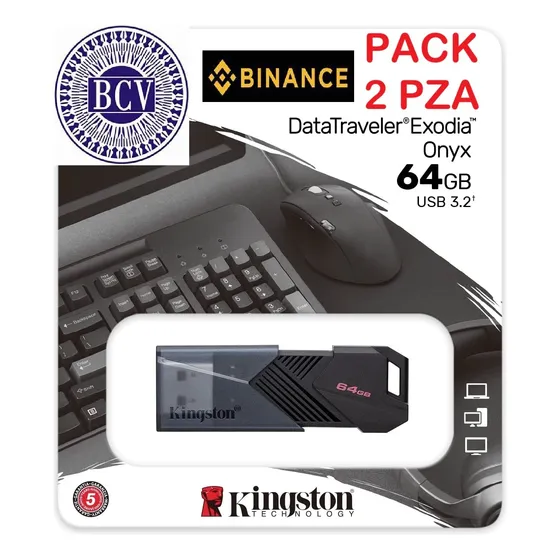 Pack 2 Pendrive Kingston 64gb Usb Laptop Pc Musica Oferta