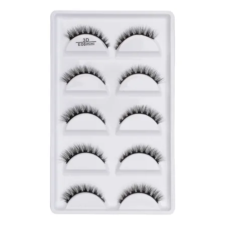 Cartela Com 5 Pares De Cilios Postiços Naturais - E08 Mini