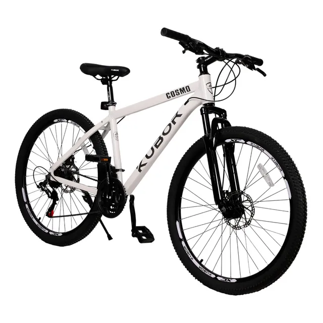 Bicicleta De Montaña Kubor R26 Aluminio 21 Velocidades Color Blanco Frenos de Disco Cuadro Ligero Diseño Deportivo Hombre Mujer MTB Todo Terreno Ruta Sendero Urbana Resistente Cómoda