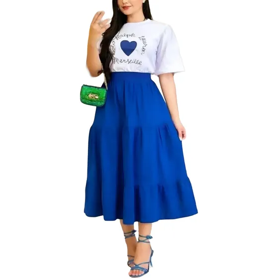Conjunto De Falda Y Blusa Para Dama, Set De 2 Piezas