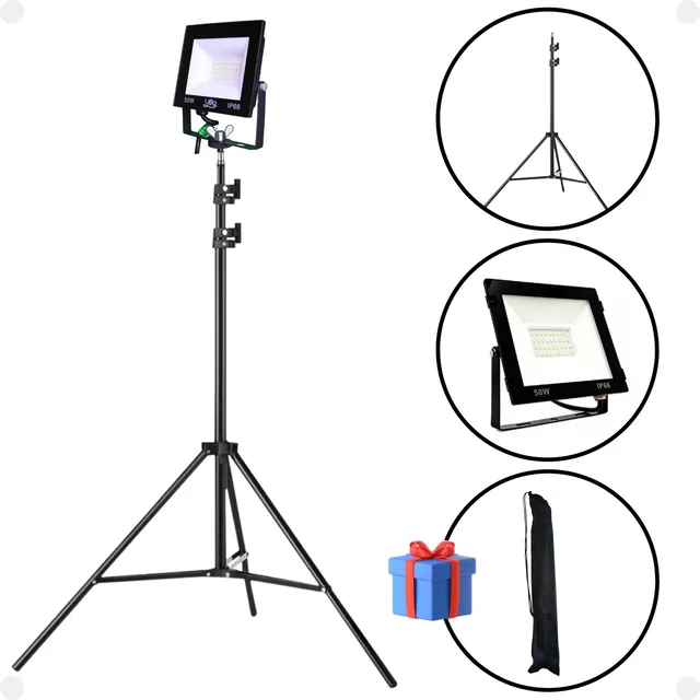 Tripé Pedestal + Holofote Refletor 50w Iluminação Led Foto