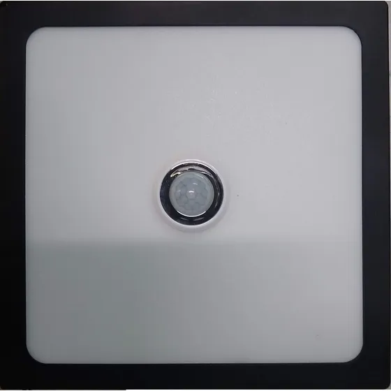 Paflon Sobrepor Preta 12w C/ Sensor De Presença-branco Frio