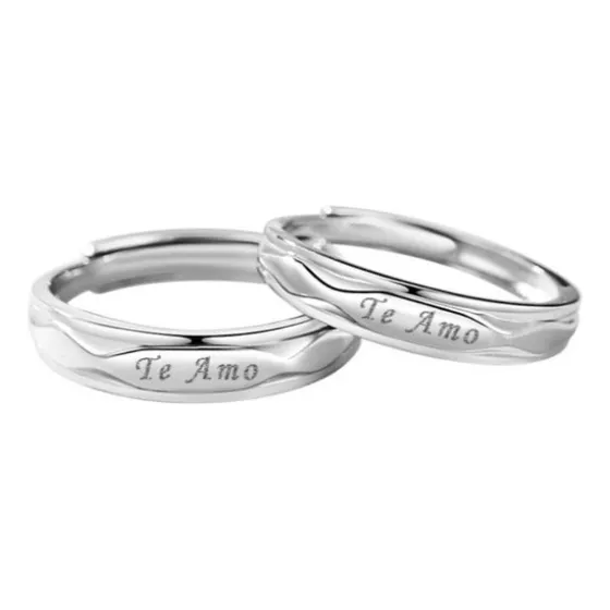 Anillos Te Amo Promesa Plata 925 Parejas Compromiso Regalo
