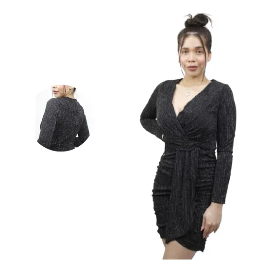 Vestido Americano Marca Iris Con Mangas Tela Brillante