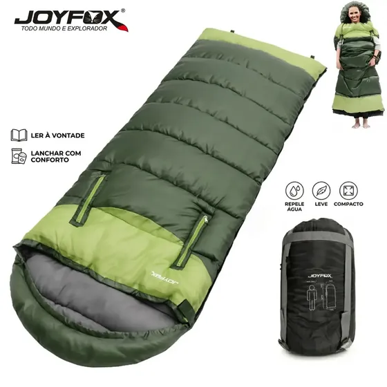 Saco De Dormir Camping Trilha Joyfox Térmico Impermeável Com Abertura Para Braços 210x75cm Portátil Cobertor 2 Em 1 Verde Musgo