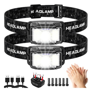 Lámpara De Cabeza Led 15000lm 16 Modos Usb Recargable 2pzs Lámpara De Cabeza Led 15000lm 16 Modos Usb Recargable 2pzs