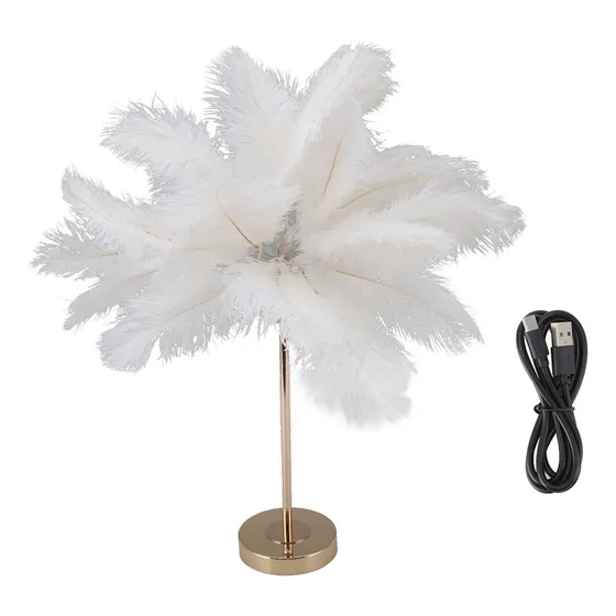 Lámpara De Mesa Lámpara De Plumas Con Foco Led
