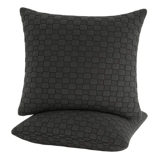 Combo 2 Almohadones Terciopelo Dakota Con Cierre Lavable Color Negro