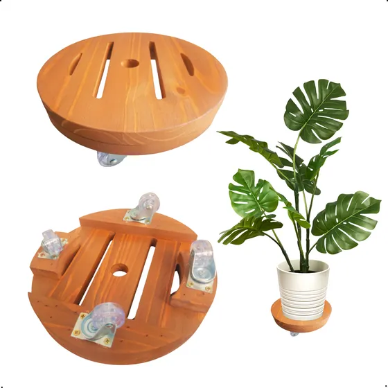 Suporte Para Vasos Plantas Com Rodinha Cristal Redondo 30 Cm