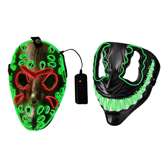 Pack Mascara Con Luz Led Halloween Terror  X2