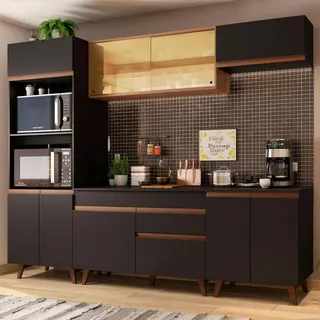 ArmĂĄrio De Cozinha Completa Madesa Reims 260002 Com BalcĂŁo Cor Preto/rustic ArmĂĄrio De Cozinha Completa Madesa Reims 260002 Com BalcĂŁo Cor Preto/rustic