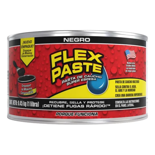 Flex Paste Pasta De Caucho Sellante 0.45 Kg (1 Libra) Negro