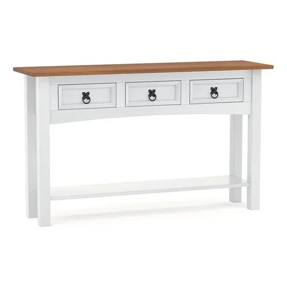 La Cueva Muebles Aparador 3 cajones y estante Bargueño Madera para Cocina Living 120 x 123 x 35 cm de roble Blanco