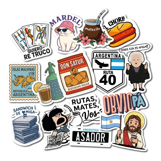 Pack Stickers Calcos Varios Diseños Termo, Mate, Compu Bici