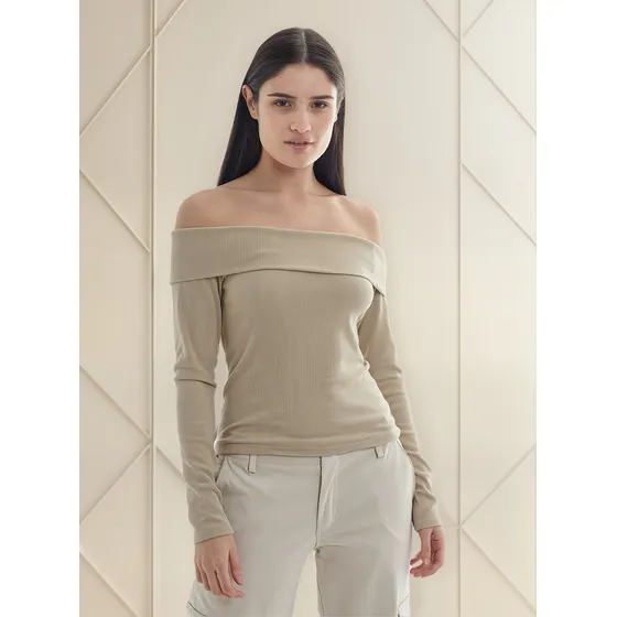 Remera Escote Bardot Strapless Sin Hombros