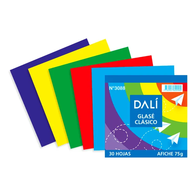 Papel Glasé Clásico Hojas Escuela Dalí Colores Surtidos
