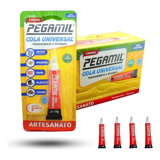 Kit 8 Cola Pegamil 17g Tecido Papel Madeira Couro Plástico