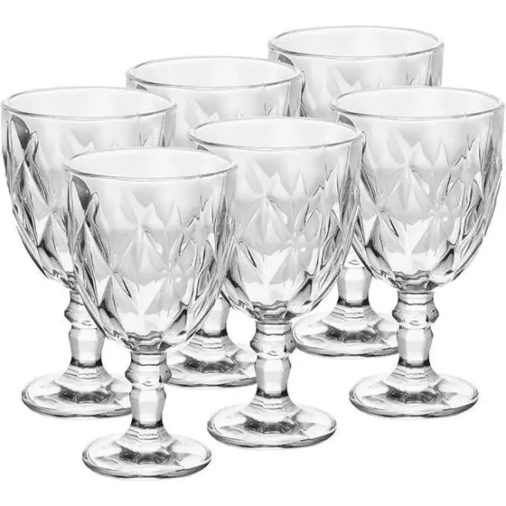 Cj.6 Taças De Vidro Diamond Transparente 320 Ml