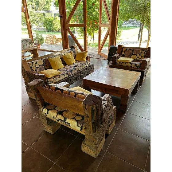 Juego Terraza Rustico, Sillones + Mesa Centro