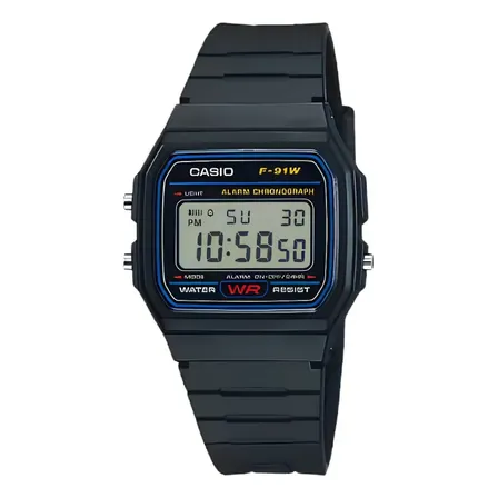 Reloj Casio F-91w Crono Alarma Retro Vintage F91w F-91 F91 Negro