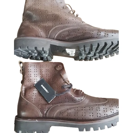 Botas De Marca Diesel Black Gold Marrón 100% Cuero Talla 43