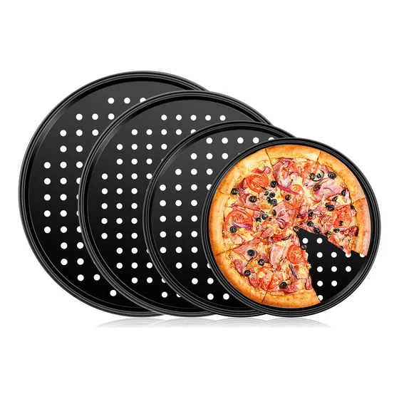 4 Sartene Para Pizza Agujero Bandeja Antiadherente Perforada