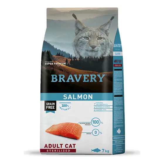 Comida Para Gatos Adultos Esterilizados Bravery Salmón 7kg | MercadoLibre