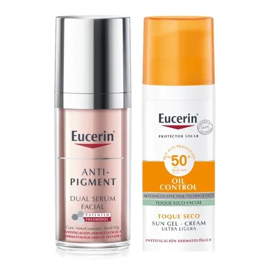 Combo Eucerin Serum Antipigment + Protector Solar Toque Seco