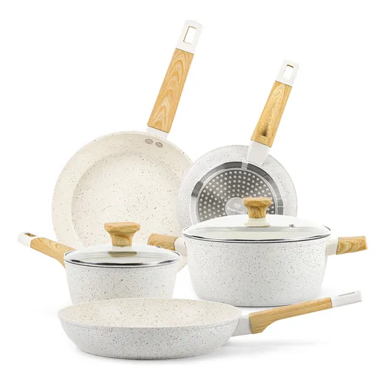 Utensilios De Cocina Innerwell, 7 Piezas, Granito Y Mármol Color Beige