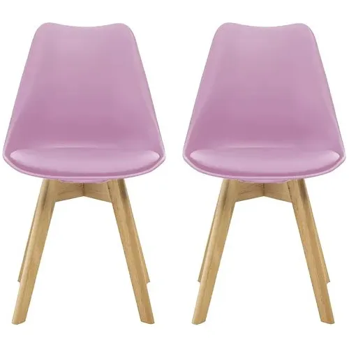 Kit 2 Cadeiras Saarinen Wood / Leda Com Estofamento - Rosa