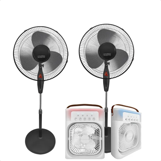 Ventilador De Coluna 127v 45w 3 Pás Torre E Climatizador Umidificador Reservatório Água Portátil Kit Com 2