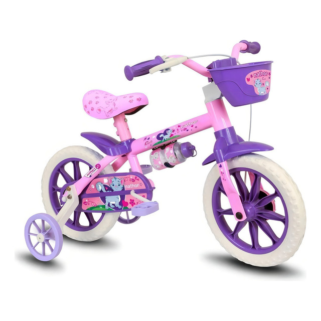 Bicicleta Infantil Aro 12 Nathor Menina Criança Selim Macio Cor Rosa/violeta Bicicleta Infantil Aro 12 Nathor Menina Criança Selim Macio Cor Rosa/violeta