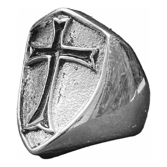 Anillo Escudo Templario Acero Quirúrgico Skull Factory