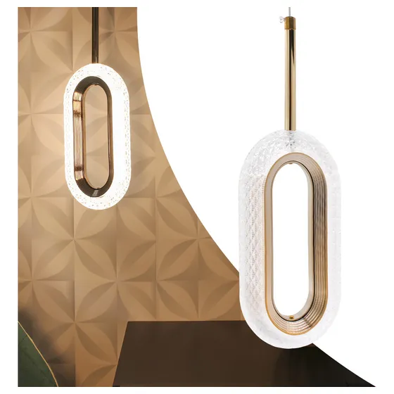 Luminária Pendente Orion Oval Led Dourado Pd35 Moderno