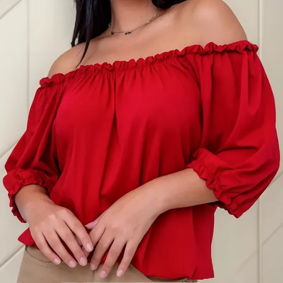 Blusinha Ciganinha Blusa Bata Ombro A Ombro Malha Soltinha
