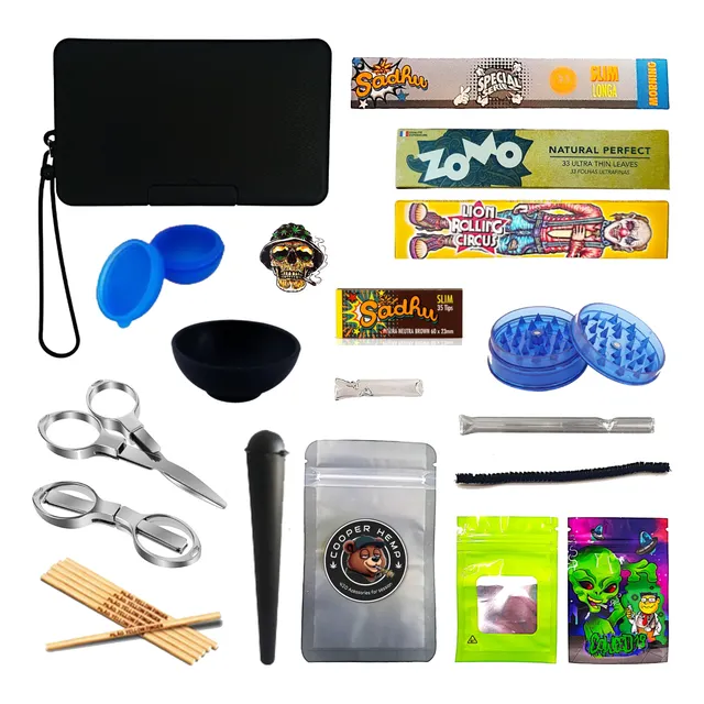Kit Tabacaria Bag Case Smoking Fumo Seda Zomo Piteira Vidro 