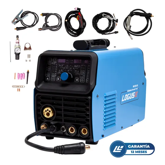 Soldadora Inverter Logus 4 En 1 Mig Tig Mma Plasma Color Azul marino