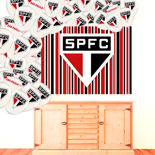 Kit Festa São Paulo Fc Decoração Painel Gigante + 25 Balões