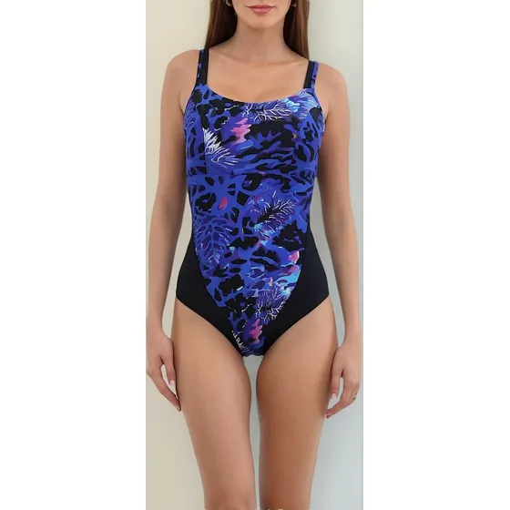 Traje De Baño Natacion Reductor Estampado Azul